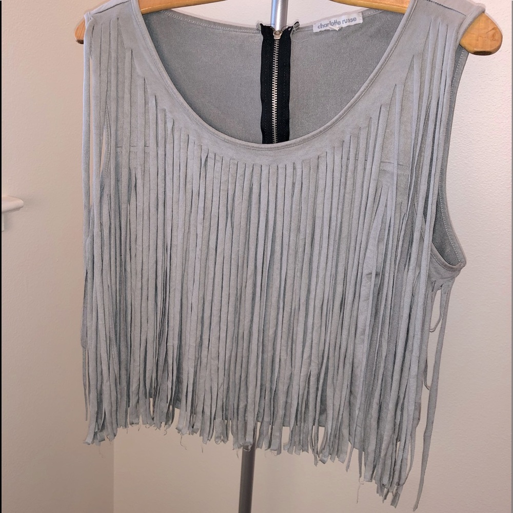 Gray Bohemian Fringe Top